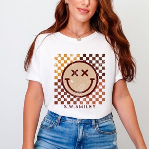 Simply Sage Market S.W.Smiley Fall Checkered Smiley Garment Dyed Tee - 1 of 4