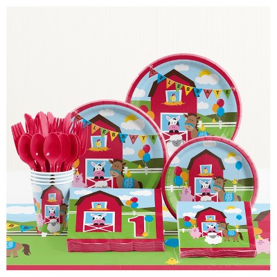 Farm Fun 1st Birthday Party Supplies Kit