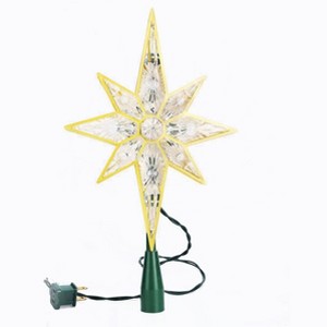 Aoibox Lighted Christmas Tree Topper Double Sided 8 Point Star 8 in Wide 10 Warm White Lights Plug In UL Certified 1 Piece - 1 of 4