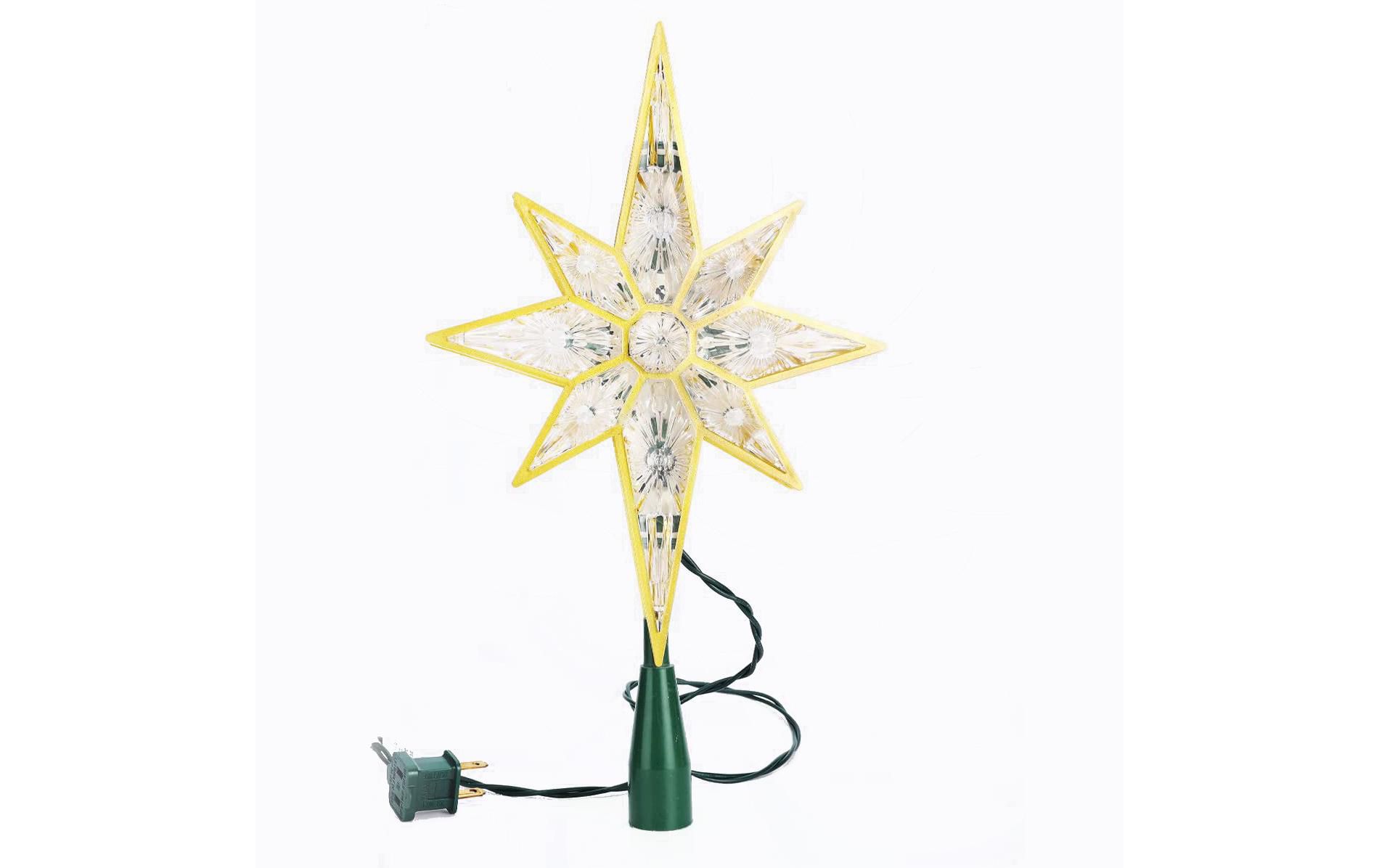 Aoibox Lighted Christmas Tree Topper Double Sided 8 Point Star 8 in Wide 10 Warm White Lights Plug In UL Certified 1 Piece