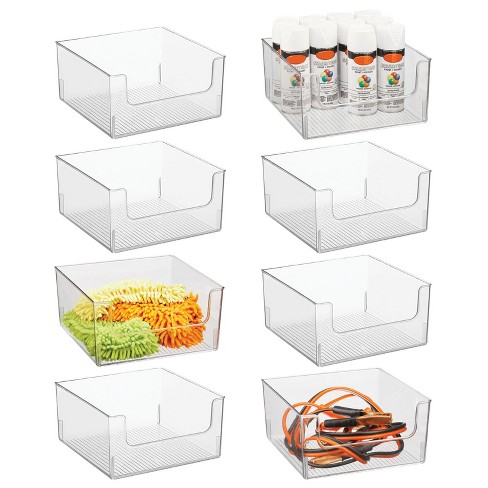 Mdesign Linus Plastic Kitchen Food Storage Organizer Bin With Handles, 8  Pack - 10 X 8 X 8, Clear : Target