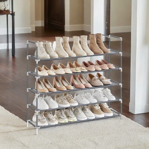 Modern 5-Tier Shoe Rack with Space-Saving Design and Easy Assembly - Ideal Shoe Storage Solution for Hallway Closets - 1 of 4