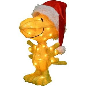 18" Peanuts 3D Pre-Lit Woodstock In Santa Hat Christmas Holiday Yard Art Decoration - 1 of 2