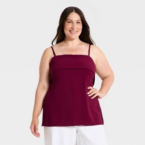 Women's Long Line Cami Top - A New Day™ Burgundy 3X : Target