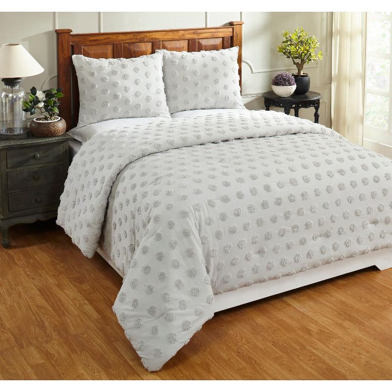 King Athenia Comforter 100% Cotton Tufted Chenille Comforter Set Gray - Better Trends, 1 of 7