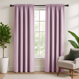 Deconovo-SolidBlackout-RodCurtains-2Panels - 1 of 4