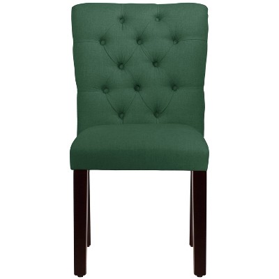 Tufted Dining Chair in Linen Conifer Green - Skyline Furniture