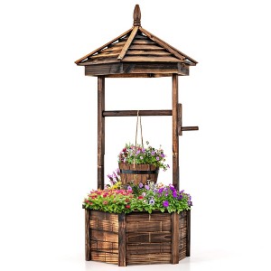 Costway Wooden Wishing Well Hexagonal Bucket Flower Plants Planter Patio Garden Decor - 1 of 4