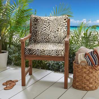 Sunbrella 23.5"x23"x5" Indoor/Outdoor Deep Seating Pillow & Corded Cushion Set Espresso Leopard