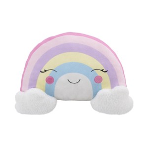 Little Love by NoJo Rainbow Shaped Plush Cuddly Plush Decorative Pillow with Clouds - Pink, Lilac, Yellow, White - 1 of 4