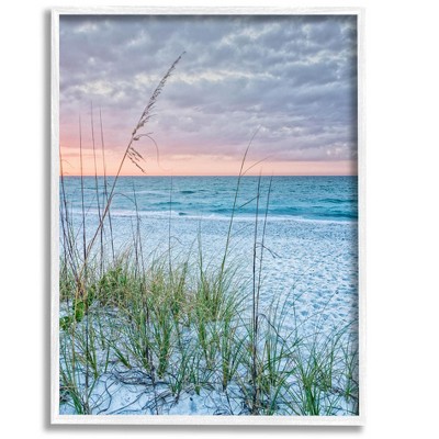 Stupell Industries Coastal Sea Grass Sprigs Beach Shore Framed Giclee Art