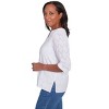 Alfred Dunner Womens White Textured Split Neck Top - 4 of 4