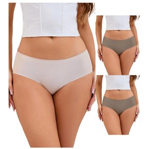 INSPIRE CHIC 3 Packs Women's Mid-Waisted Ladies Panties Full Coverage No Trace Comfortable Briefs - 1 of 4