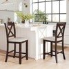 Costway Rubber Wooden Bar Stools Set of 2/4 with Footrest Comfortable Linen Cushion - 2 of 4
