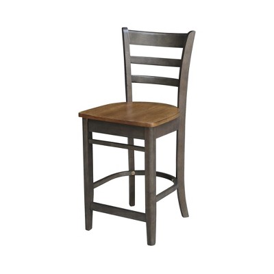 Elegant Emily Black Solid Wood Counter-Height Stool - 24" Seat