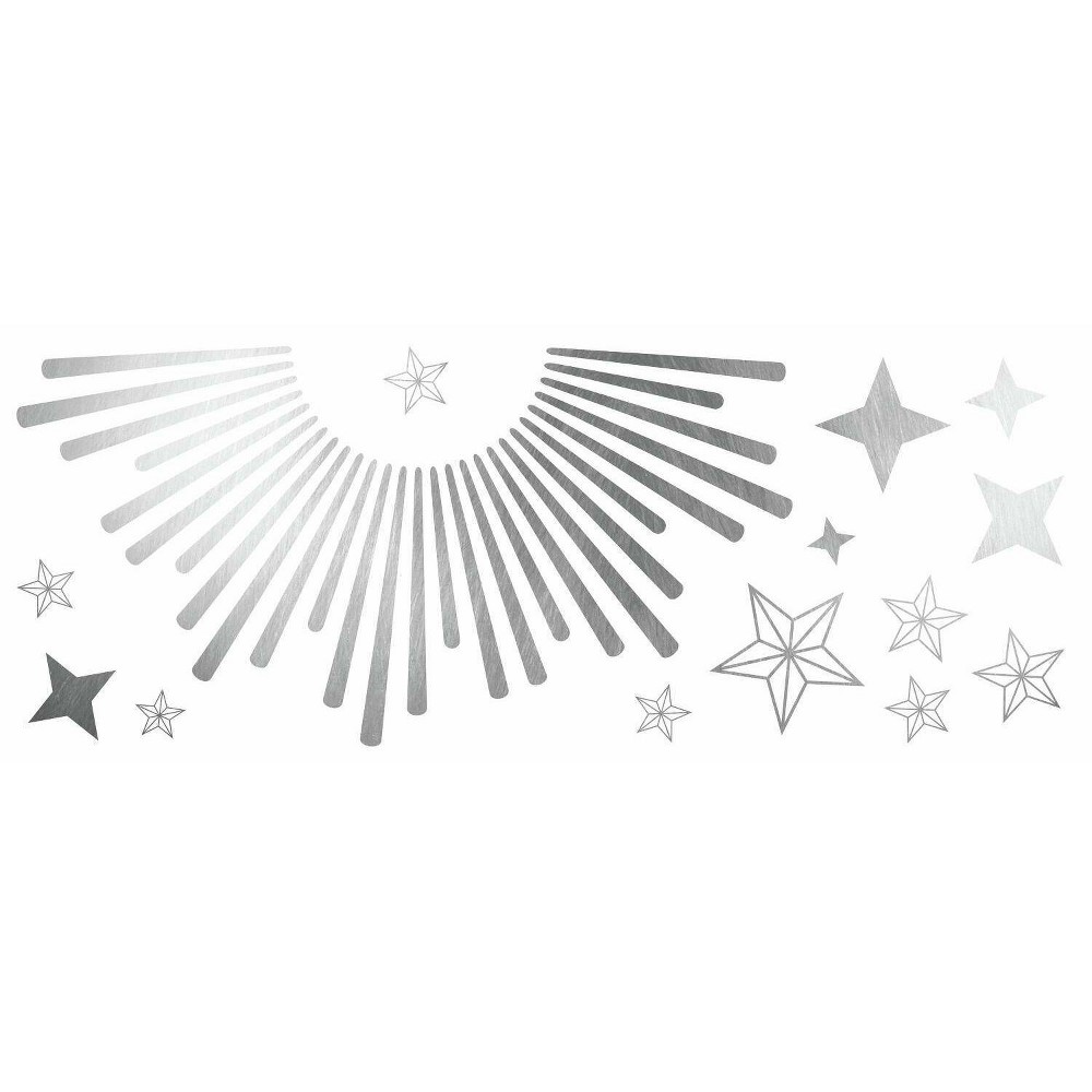 Sunburst Peel and Stick Decal with Circle Mirror - RoomMates: Modern Vinyl Wall Art, Self-Adhesive Shapes, 33pc