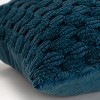20"x20" Oversize Solid Textured Poly Filled Square Throw Pillow Teal - Rizzy Home: Contemporary Indoor Cushion, Hidden Zipper - 4 of 4