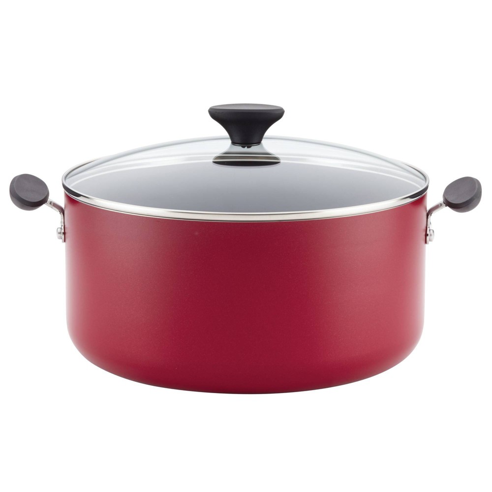 Photos - Pan Farberware Reliance 10qt Aluminum Nonstick Wide Stock Pot Red: Large Cooking Pot, Glass Lid, Dishwasher & Oven Safe