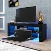 Syemin TV Stands and Consoles Sleek 55 Inch TV Stand Flip Door Glass Shelf Fits Stylish Living Rooms merges Function Fashion, Black, 55.7"*16.54"*5.3" - 3 of 4