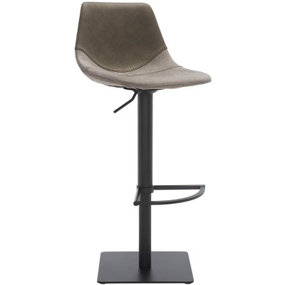 Adjustable Grey and Black Saddle Style Bar Stool