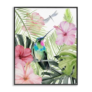 Stupell Industries Hummingbird Tropical Hibiscus Framed Giclee Art - 1 of 4