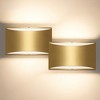 DORESshop 8 in. 1-Light Gold Modern Lantern Wall Sconce, Up and Down Wall Mount Light Living Room Bedroom Hallway(2-Pack) - 2 of 4