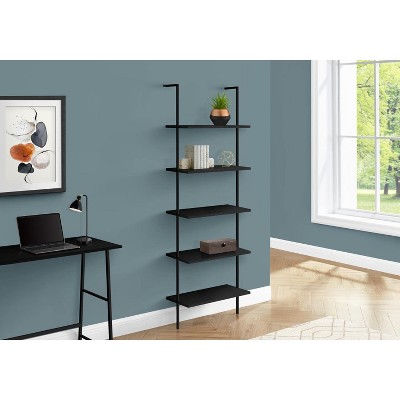 Black Metal 5-Tier Ladder Bookshelf