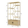 39.4''W x 13.8''D x 75.6''H, Rattan Bookshelf 7 tiers Bookcases Storage Rack with Cabinet for Living Room Home Office-The Pop Home - image 3 of 4