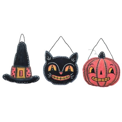 Transpac Fabric 18 in. Multicolor Halloween Stuffed Hanger Set of 3