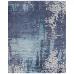 Weave & Wander - Emory Handwoven Lustrous Viscose Rug, Navy/Ocean Blue, 8ft x 10ft Area Rug