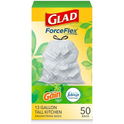 Glad Drawstring Bags, 13 Gallon Kitchen Trash Bags - Parish Supply