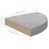 vidaXL Wall Corner Shelf Concrete Gray 13.7"x13.7"x1.4" MDF - 3 of 4