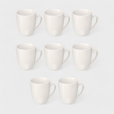 Orly Maison 8-Piece Round Mug Set - White Modern Stoneware Mugs - 11 fl. Oz