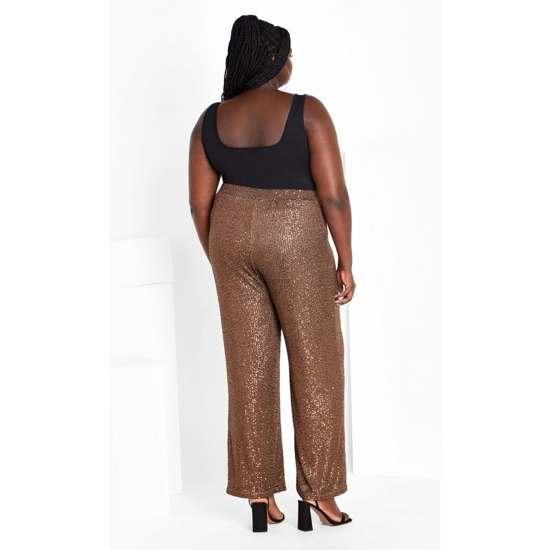 Women's Plus Size Avery Sequin Pant - bronze | CITY CHIC, 3 of 7