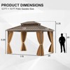Costway 12 X 10/12 X 12 FT Hardtop Gazebo with  Netting Heavy-Duty Double-Roof Galvanized Metal Top - 3 of 4