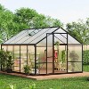 8x12 Ft Aluminum Large Walk-in Greenhouse, Polycarbonate Greenhouse with Adjustable Roof Vent for Outdoors, Greenhouse for Patio, Lawn - 2 of 4
