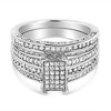 Silver 3/4 Cttw Prong Set Round Diamond Composite Engagement Ring and Band Set - 3 of 4