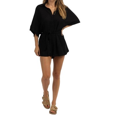 Women's Keeper Linen Romper - OLIVACEOUS