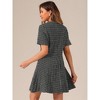 INSPIRE CHIC Women's Short Sleeve Plaid Tweed Zipper Button Casual Mini Dress - 4 of 4