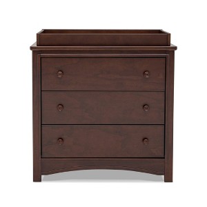 Delta Children Perry 3 Drawer Dresser with Changing Top and Interlocking Drawers - Walnut Espresso - 1 of 4