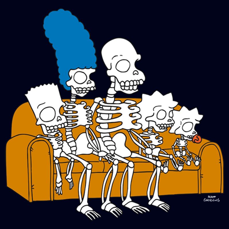 Men's The Simpsons Skeleton Family on Couch T-Shirt, 2 of 6