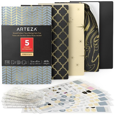 Arteza Moroccan Pocket Notebooks, 40 Sheets Each, 5"x8" - 5 Pack (ARTZ-4401)
