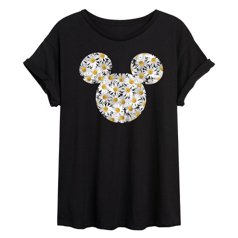 Women's - Disney - Mickey Head Daisies Oversized Graphic T-Shirt - image 1 of 4