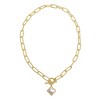Adornia 14k Gold Plated Flower White Mother of Pearl Paper Clip Chain Toggle Necklace - 3 of 3