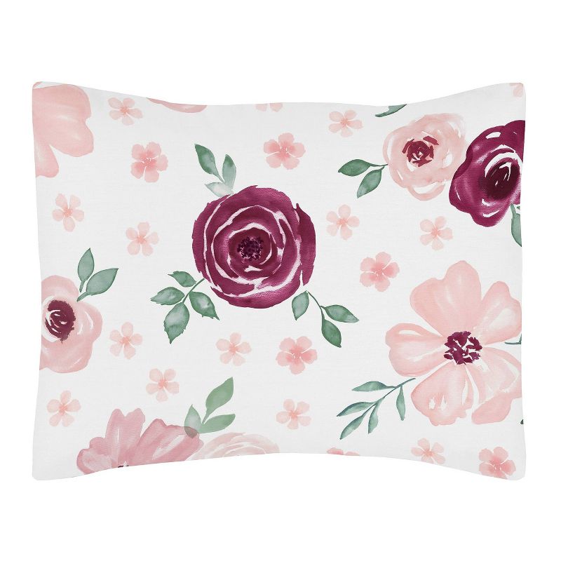Watercolor Floral Bedding Set Burgundy Wine/Pink - Sweet Jojo Designs, 4 of 7
