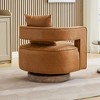 Hrinhom Faux Leather Swivel Chair,Modern Barrel Chair with Wooden Base and Pillow - 2 of 4