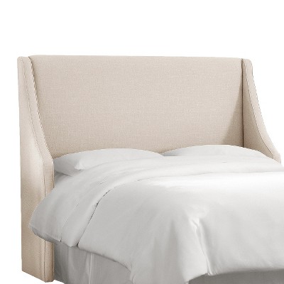 Full Swoop Arm Wingback Headboard Linen Talc - Skyline Furniture