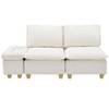Vynxaria 74-Inch Pumpkin Flannel Sofa - Stylish Double-Seater with Storage & Cup Holders - 3 of 3