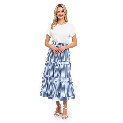 August Sky Women`s T-shirt Twofer Maxi Dress (rdc2018-a_blue Multi ...