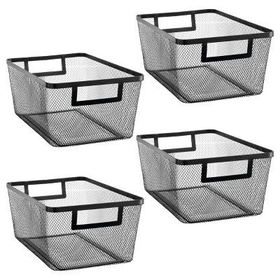 Metal Mesh Pantry Basket with Handles - Set of 4 - Matte Black